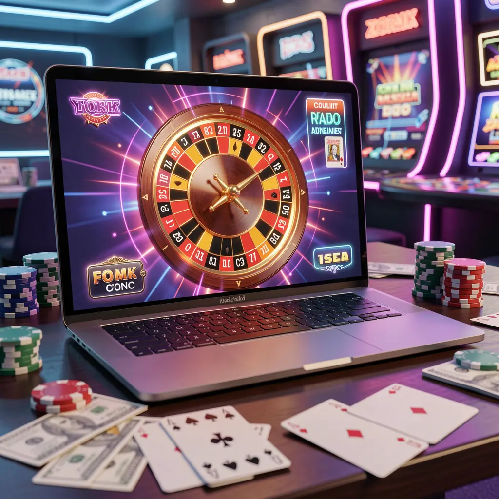 Stylish digital roulette table on a laptop surrounded by casino chips and cards illustrating the immersive live casino experience at JY JILLI